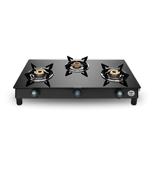 Preethi Sparkle Power Duo 3 Burner Glass top Gas Stove